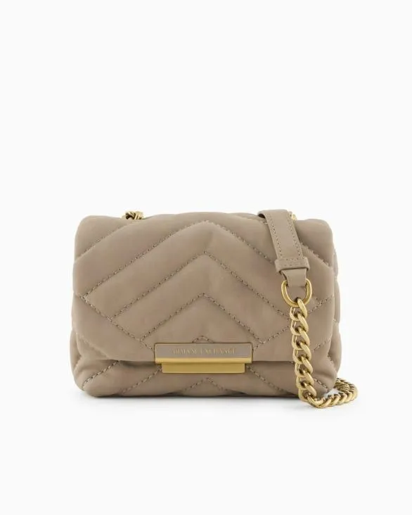Small Quilted Shoulder Bag With Chain Beige Women Armani Mini Bags