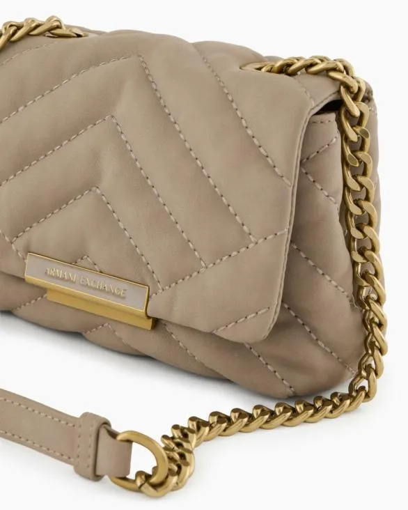 Small Quilted Shoulder Bag With Chain Beige Women Armani Mini Bags Small Quilted Shoulder Bag With Chain Beige Women Armani Mini Bags