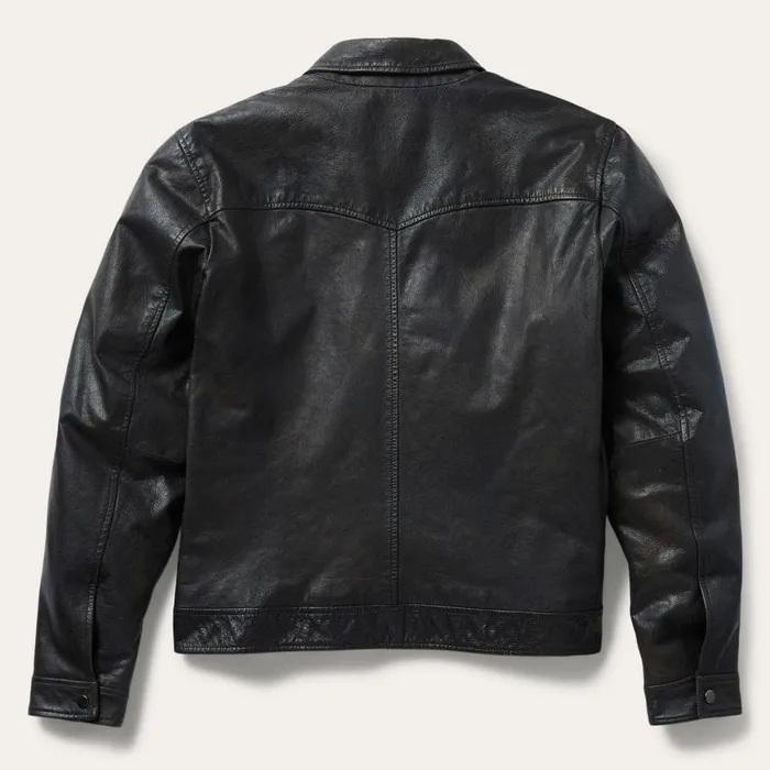 Snap Front Leather Jacket Brown Men Stetson Jackets