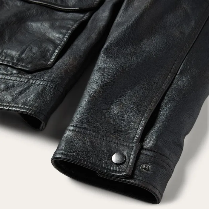Snap Front Leather Jacket Brown Men Stetson Jackets