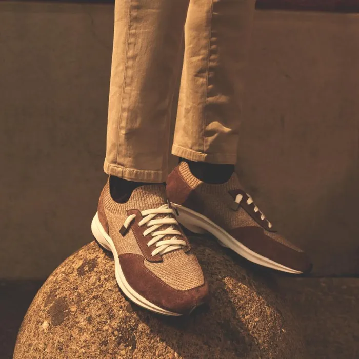 Sneakers Men Moreschi Brown Wool Knit Sneaker