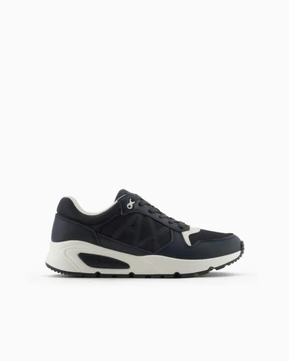 Sneakers With Side Logo And Contrasting Inserts Navyblue Men Armani Sneakers