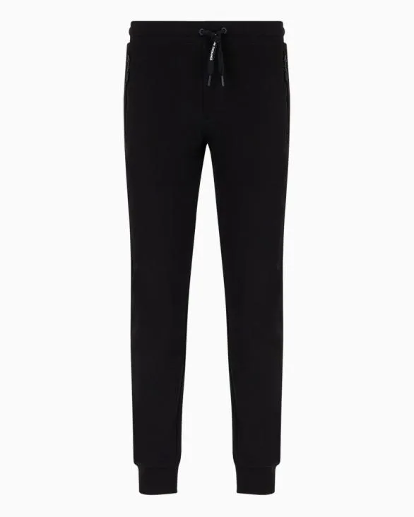 Soft Yarn Jogger Pants With Logo Black Men Armani Matching Sets