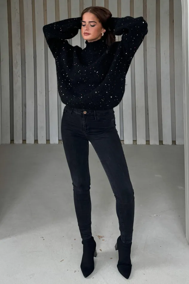 Sonya Black Speckled Sequin Knit Jumper Women Girl In Mind Knitwear Sonya Black Speckled Sequin Knit Jumper Women Girl In Mind Knitwear