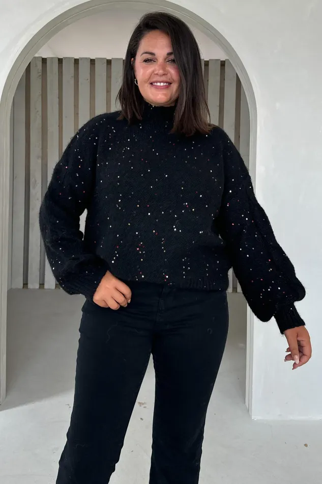 Sonya Black Speckled Sequin Knit Jumper Women Girl In Mind Knitwear Sonya Black Speckled Sequin Knit Jumper Women Girl In Mind Knitwear