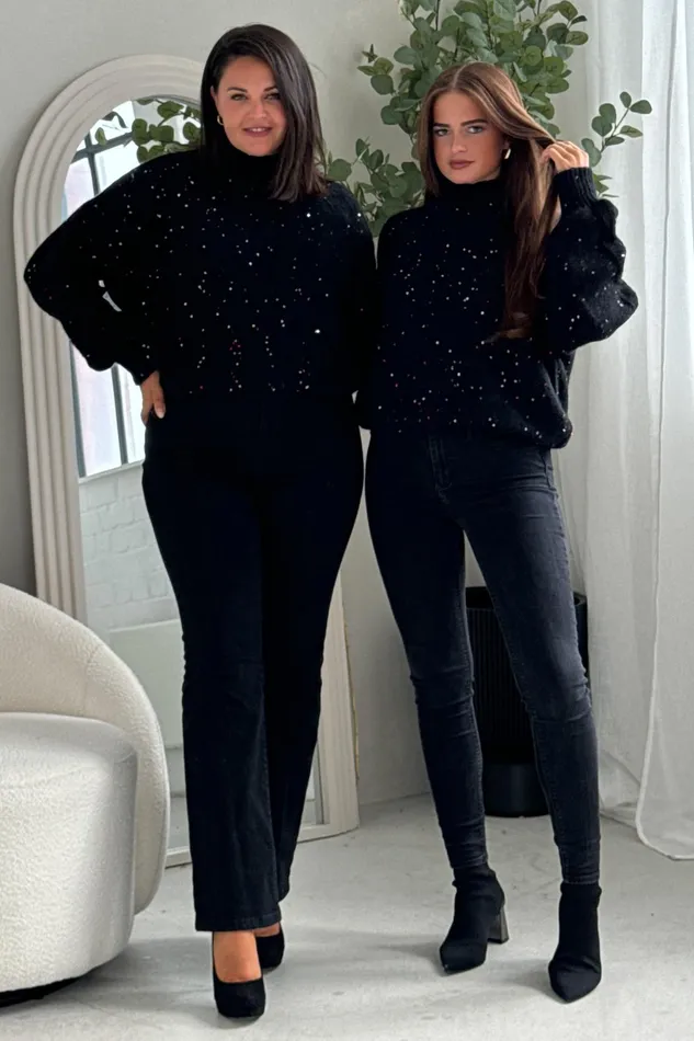 Sonya Black Speckled Sequin Knit Jumper Women Girl In Mind Knitwear Sonya Black Speckled Sequin Knit Jumper Women Girl In Mind Knitwear