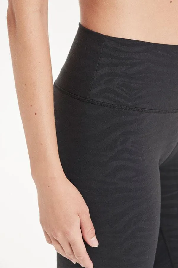 Sosandar Activewear Women Black Embossed Zebra Print High Waisted Activewear Leggings Black Sosandar Activewear Women Black Embossed Zebra Print High Waisted Activewear Leggings Black