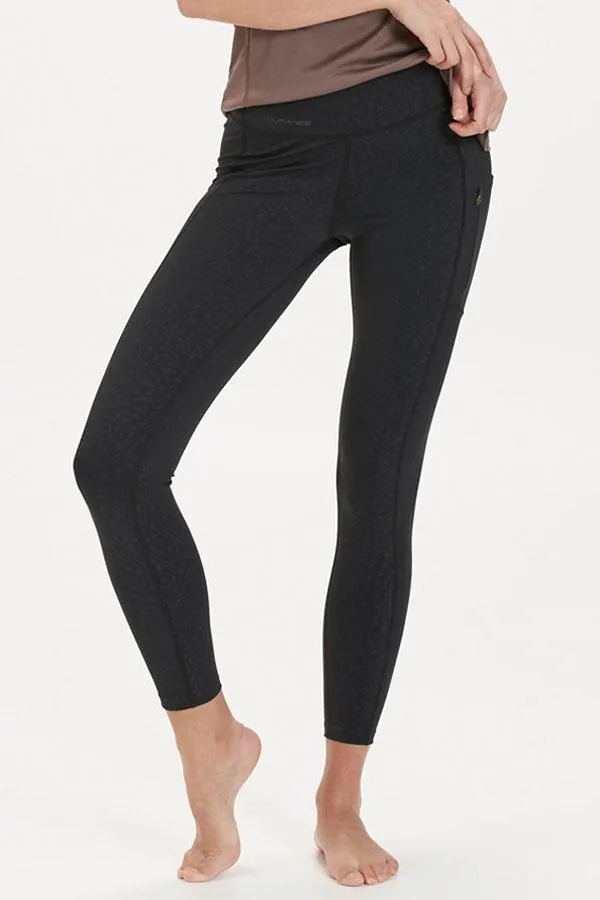 Sosandar Activewear Women Black Leopard Print Sculpting Activewear Leggings With Side Pocket Black