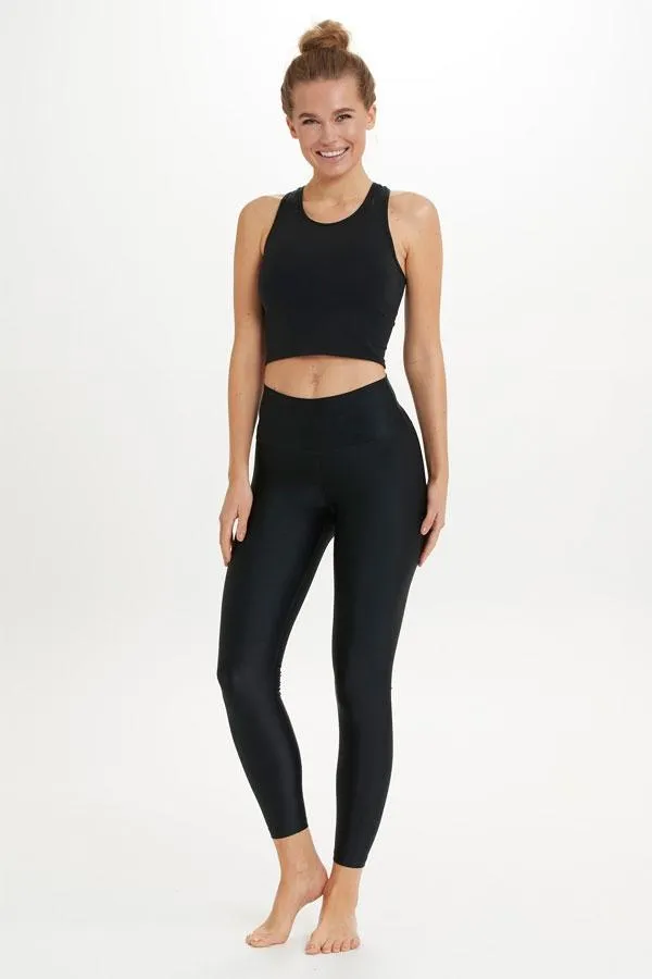 Sosandar Activewear Women Black Super Sleek High Shine Activewear Leggings Black