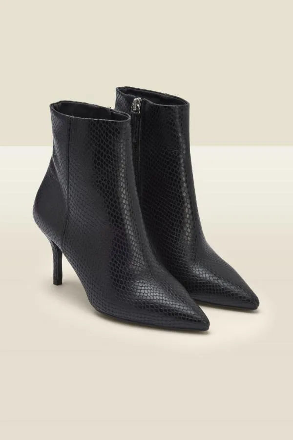 Sosandar Boots Women Amour Black Snake Point Ankle Boot Black