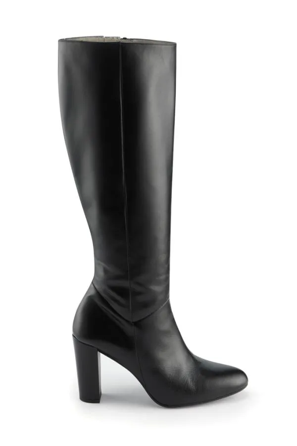 Sosandar Boots Women Blake Black Leather Zip Knee High Boot Black