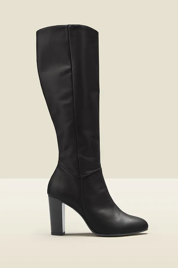 Sosandar Boots Women Blake Black Leather Zip Knee High Boots Black