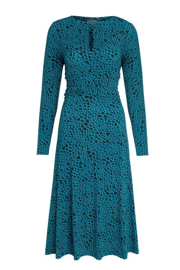 Sosandar Dresses Women Dark Aqua Heart Print Twist Front Slinky Dress