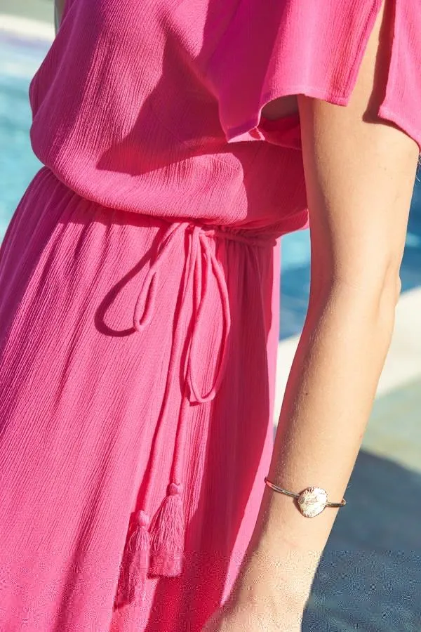 Sosandar Dresses Women Hot Pink Tie Waist Detail Summer Dress