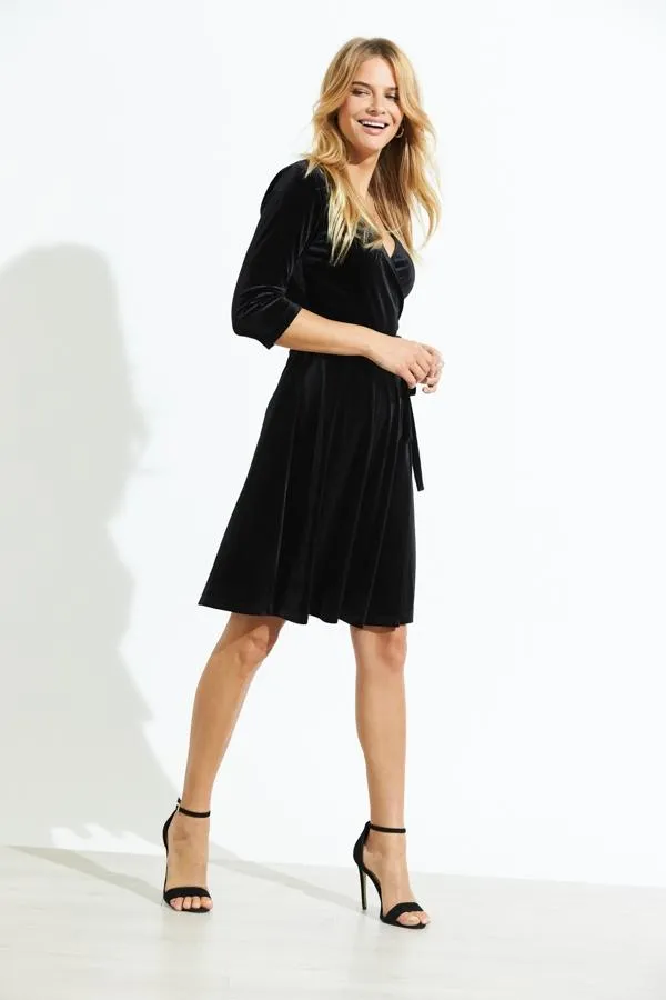 Sosandar Dresses Women Midnight Black Luxe Velvet Relaxed Fit Wrap Dress Black