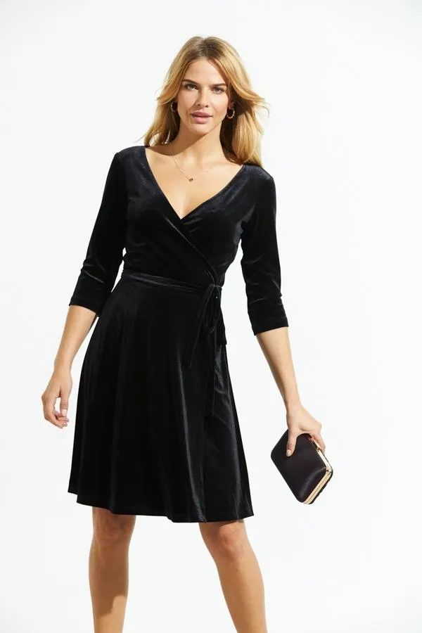 Sosandar Dresses Women Midnight Black Luxe Velvet Relaxed Fit Wrap Dress Black