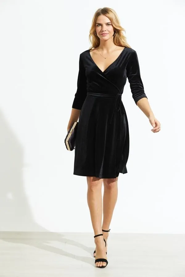 Sosandar Dresses Women Midnight Black Luxe Velvet Relaxed Fit Wrap Dress Black