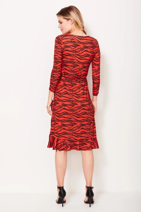 Sosandar Dresses Women Tiger Print Slinky Midi Dress