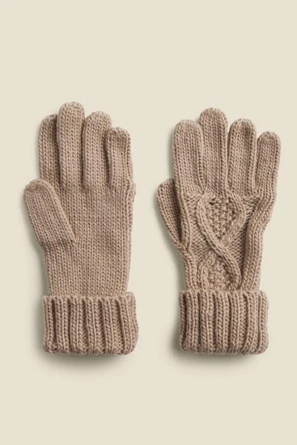 Sosandar Hats Scarves and Gloves Women Kelly Stone Cable Knit Gloves