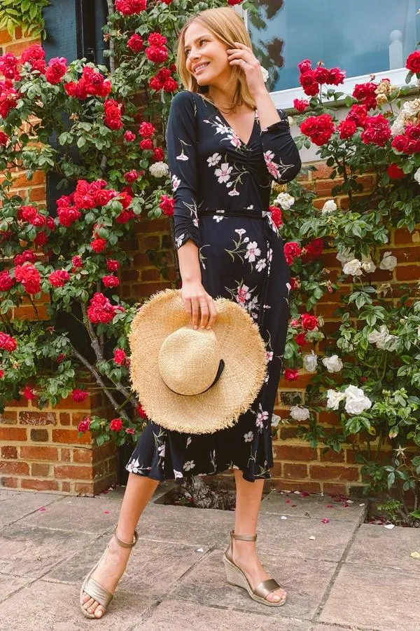 Sosandar Hats Scarves and Gloves Women Natural Straw Boater Hat With Black Tie Black