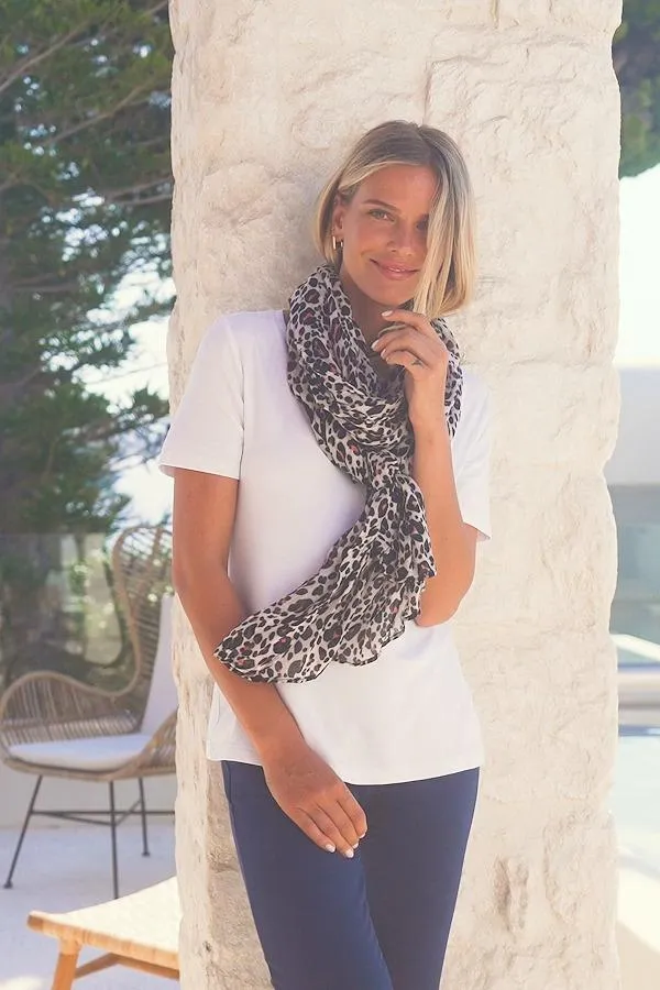 Sosandar Hats Scarves and Gloves Women Pink Leopard Print Scarf Sosandar Hats Scarves and Gloves Women Pink Leopard Print Scarf