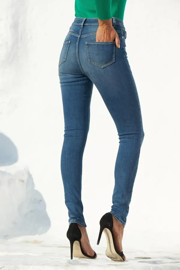Sosandar Jeans and Jeggings Women Mid Blue Distressed Skinny Jeans Mid Blue