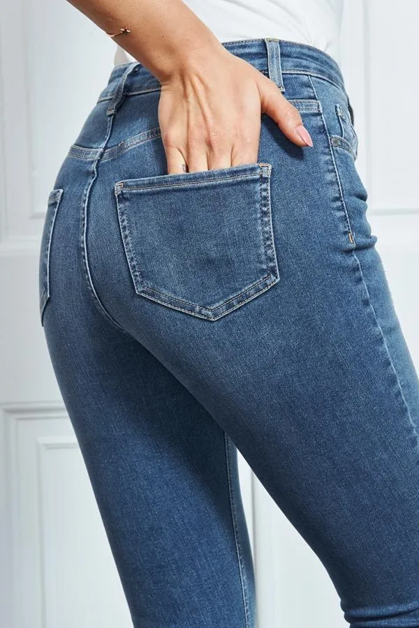 Sosandar Jeans and Jeggings Women Mid Blue Distressed Skinny Jeans Mid Blue