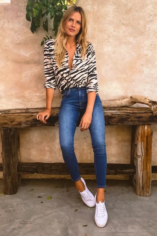Sosandar Jeans and Jeggings Women Mid Blue Perfect Skinny Jeans Mid Blue