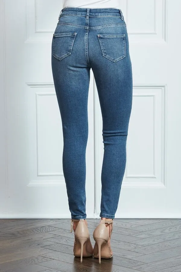 Sosandar Jeans and Jeggings Women Mid Blue Perfect Skinny Jeans Mid Blue