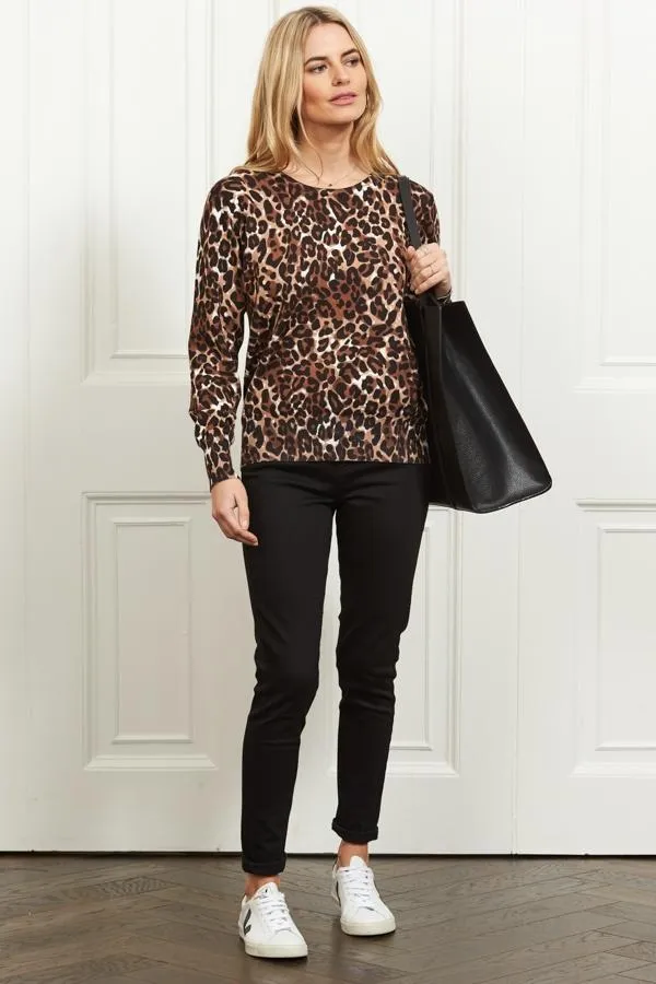 Sosandar Knitwear Women Leopard Print Relaxed Fit Jumper