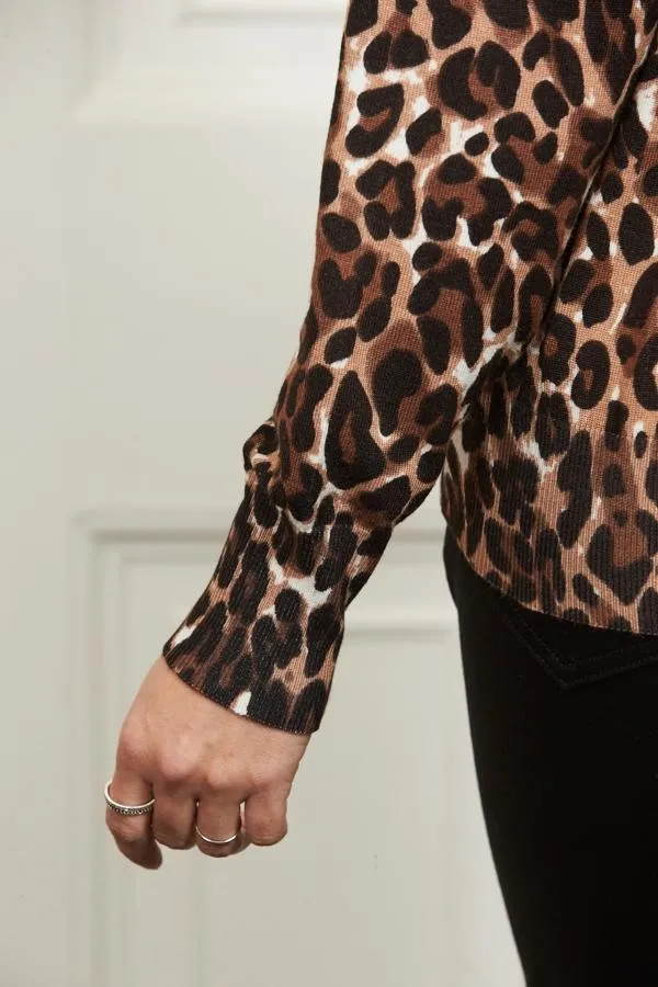 Sosandar Knitwear Women Leopard Print Relaxed Fit Jumper