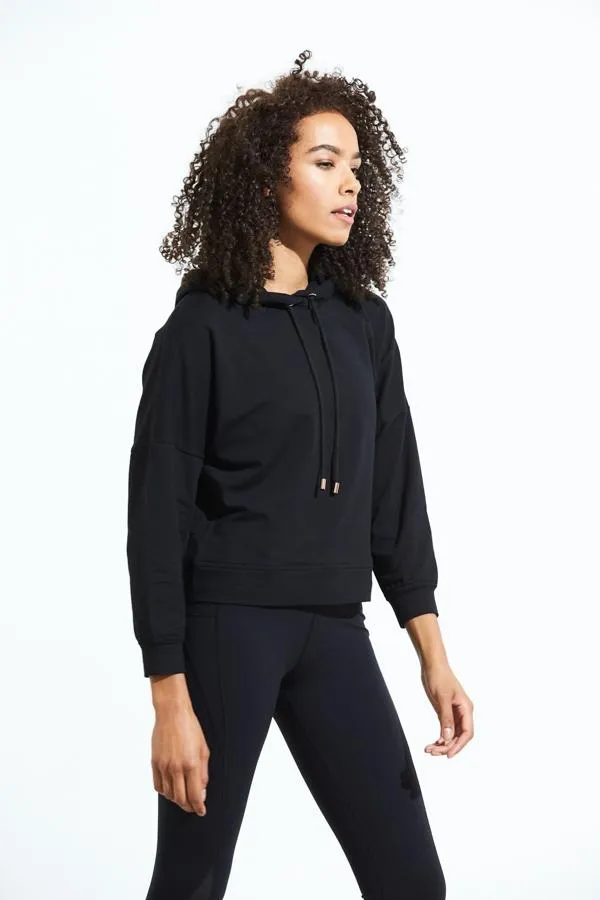 Sosandar Loungewear Women Black Premium Jersey Hooded Top Black
