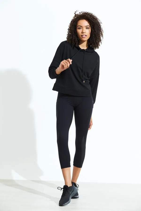 Sosandar Loungewear Women Black Premium Jersey Hooded Top Black