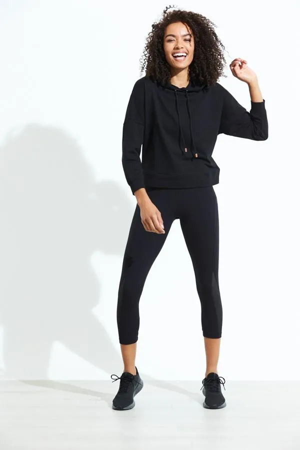 Sosandar Loungewear Women Black Premium Jersey Hooded Top Black