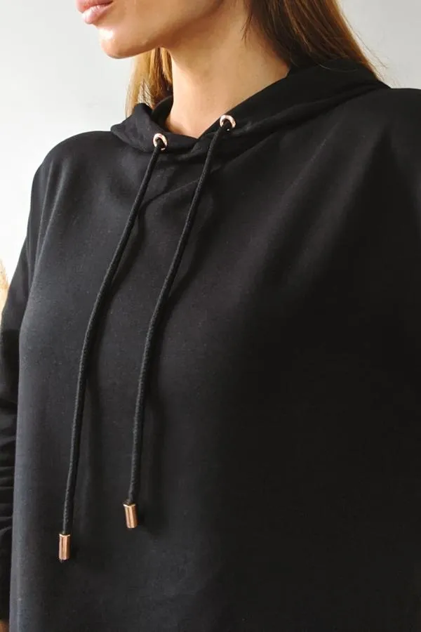 Sosandar Loungewear Women Black Premium Jersey Hooded Top Black