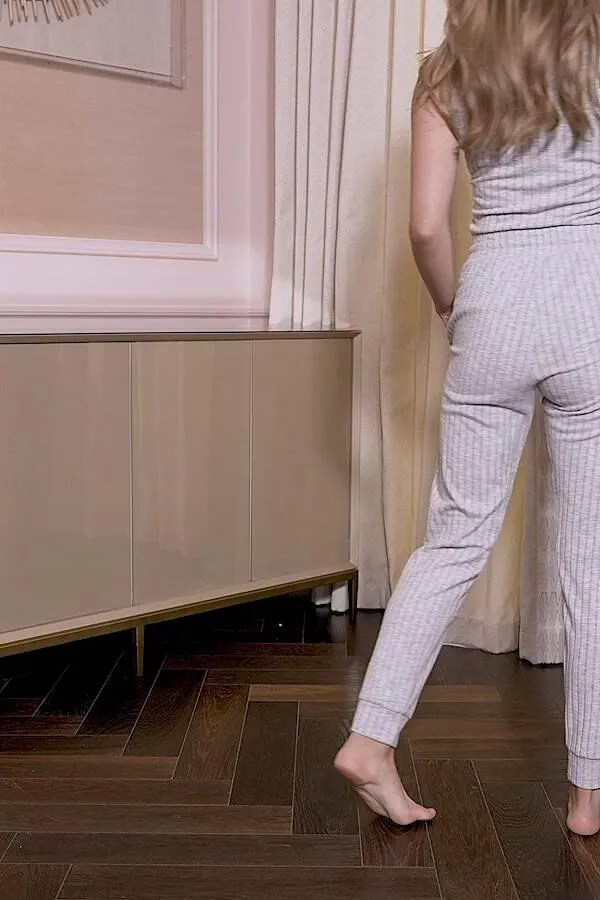 Sosandar Loungewear Women Grey Marl Rib Slim Leg Loungewear Joggers Grey