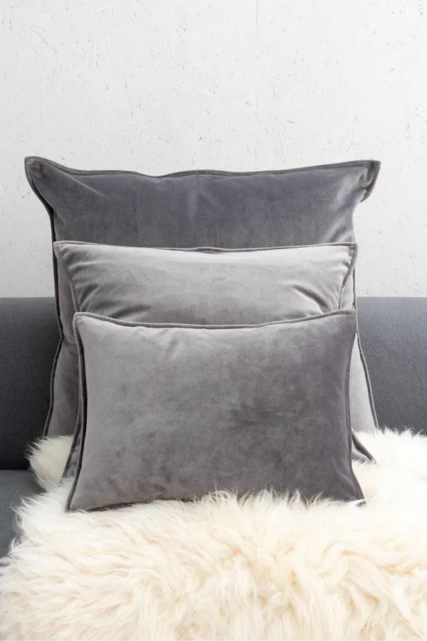 Sosandar Nightwear Women Grey Soft Touch Velvet Oblong Cushion Grey