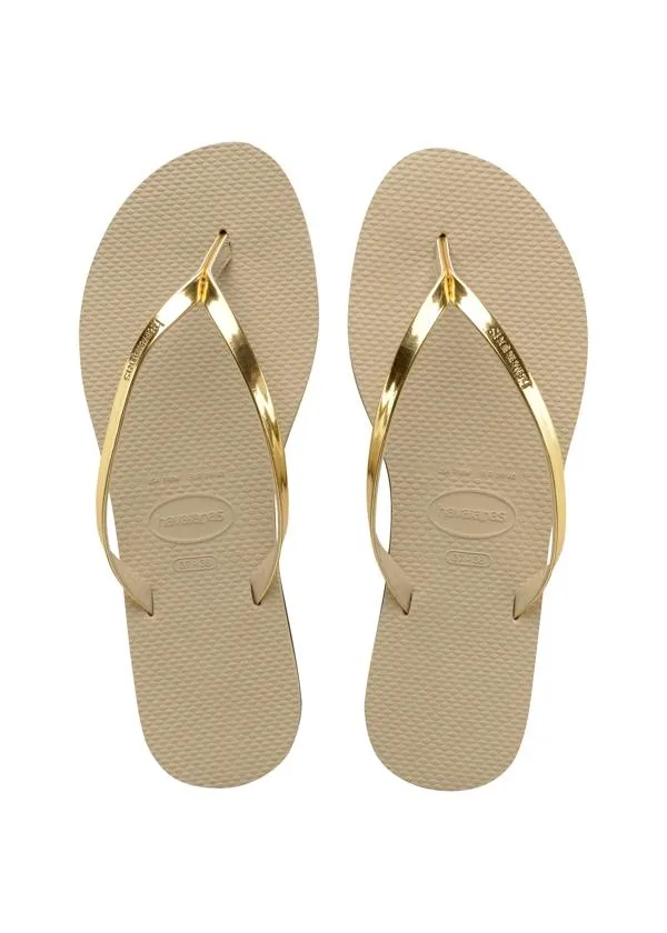 Sosandar Sandals and Flip Flops Women Havaianas Metallic Gold Slim Flip Flops