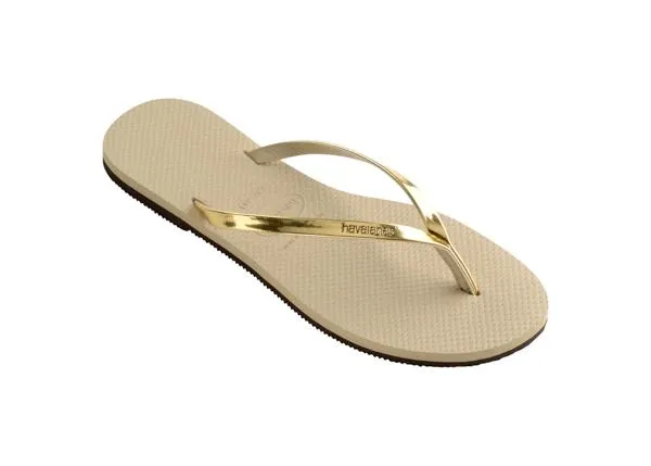 Sosandar Sandals and Flip Flops Women Havaianas Metallic Gold Slim Flip Flops