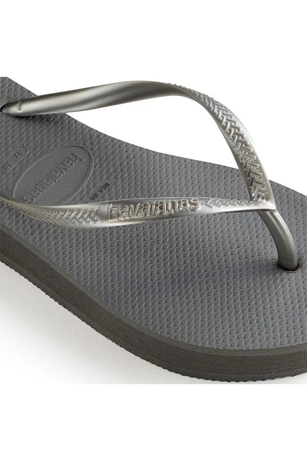 Sosandar Sandals and Flip Flops Women Havaianas Steel Grey Flatform Flip Flops Grey