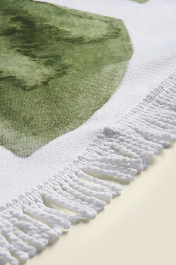 Sosandar Swim and Beachwear Women Green and White Leaf Microfibre Chic Towel Green White