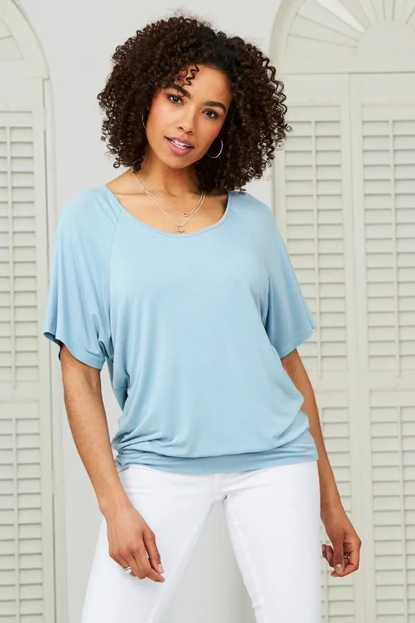 Sosandar Tops Women Aquamarine Relaxed Fit Jersey T Shirt