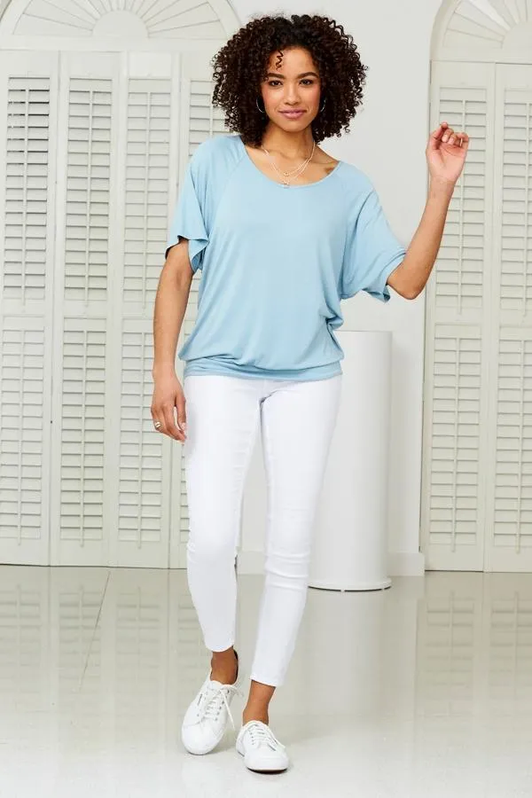 Sosandar Tops Women Aquamarine Relaxed Fit Jersey T Shirt