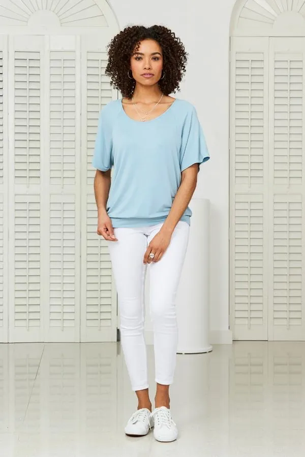 Sosandar Tops Women Aquamarine Relaxed Fit Jersey T Shirt
