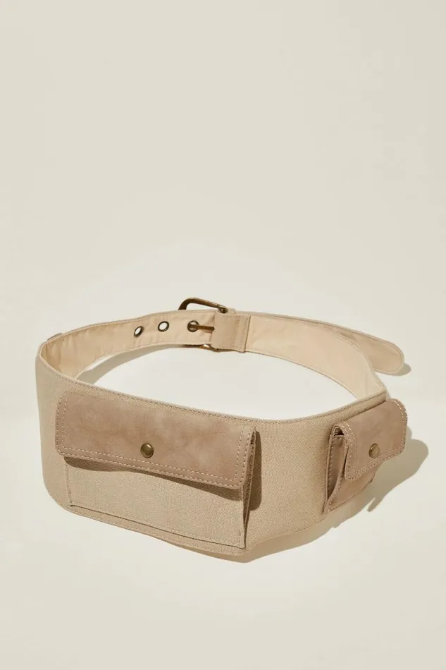 Stage Left Utility Belt Naturalwashed Brown Women Cotton On Bags and Belts