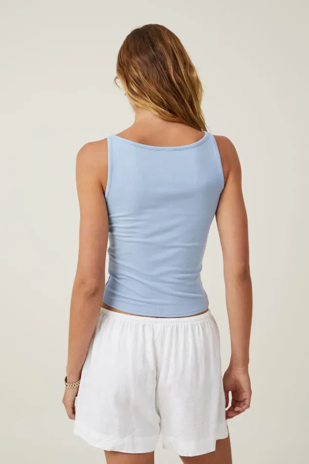 Staple Rib Boat Neck Tank Breezy Blue Women Cotton On Tops