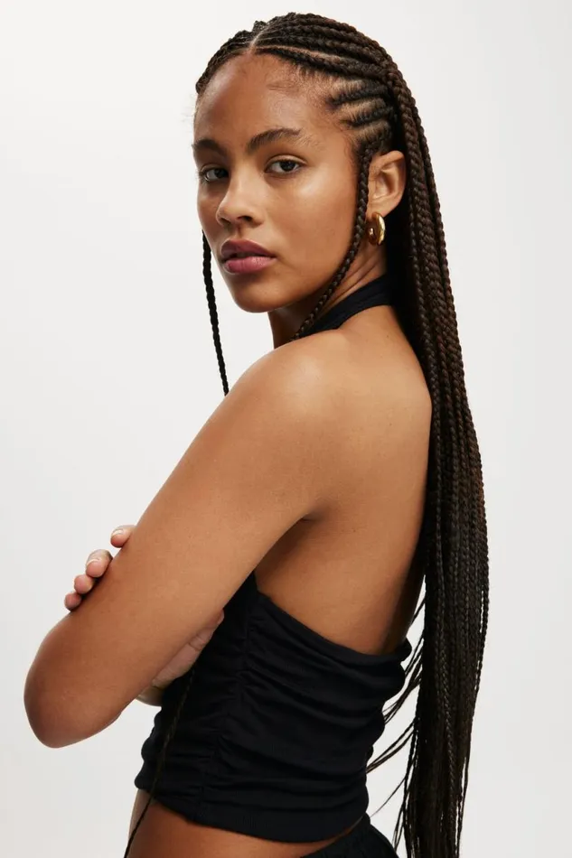 Staple Rib Rouched Halter Top Black Women Cotton On Tops