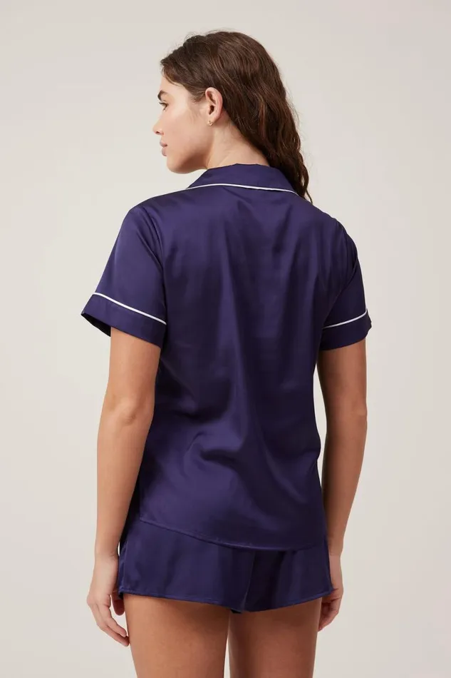 Staycay Satin Sleep Set Navy Visiondiamante Button Women Cotton On Pajamas Staycay Satin Sleep Set Navy Visiondiamante Button Women Cotton On Pajamas