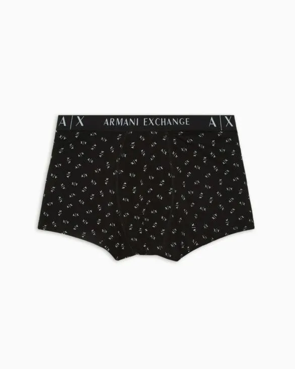 Stretch Cotton Boxer Shorts With Quilted Logo Black Men Armani Intimates And Loungewear