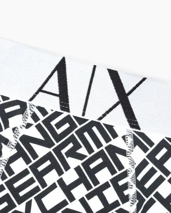 Stretch Fabric Boxer Shorts With Allover Logo White Men Armani Intimates And Loungewear Stretch Fabric Boxer Shorts With Allover Logo White Men Armani Intimates And Loungewear